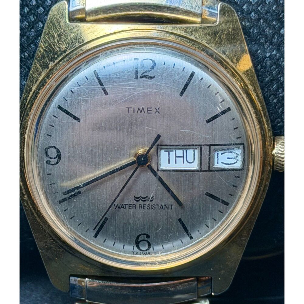 Vintage 1980s Timex Marlin Mechanical Day-Date Watch